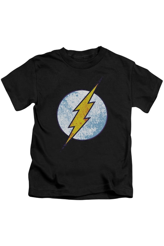 Dc Flash - Flash Neon Distress Logo - Juvenile Short Sleeve Shirt - 7
