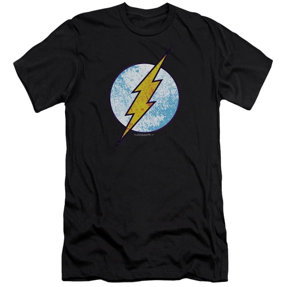Dc Flash - Flash Neon Distress Logo - Premium Slim Fit Short Sleeve Shirt - X-Large
