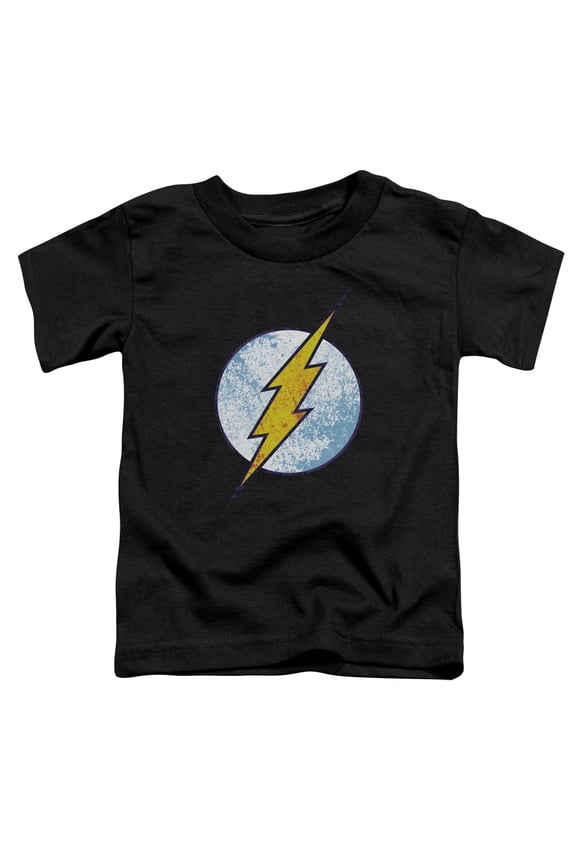 DC Comics Boys' Flash Neon Distress Logo Childrens T-shirt Black