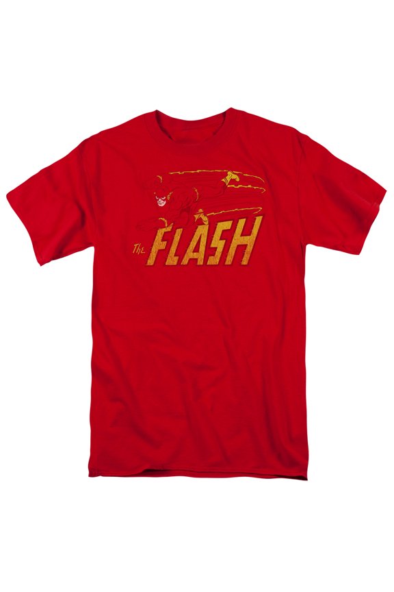 DC Comics Flash Flash Speed Distressed S/S Adult 18/1 T-Shirt Red