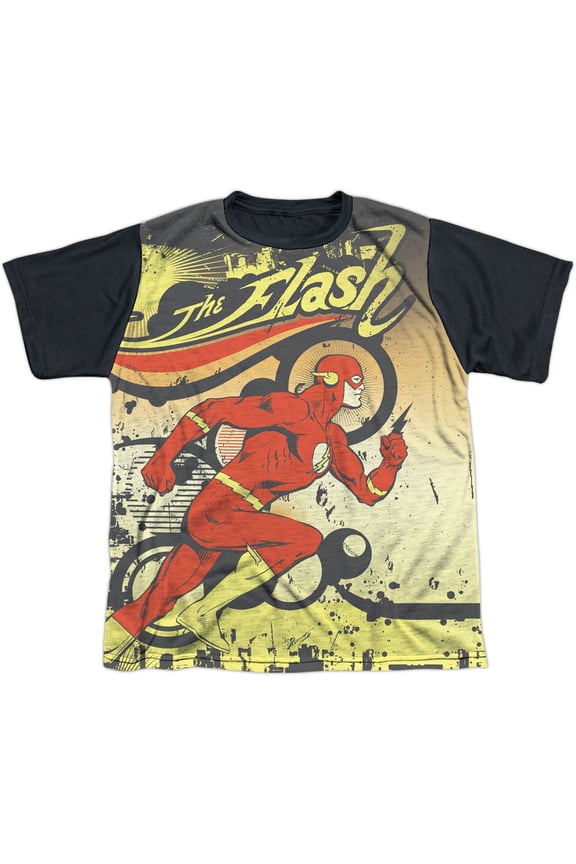 Dc Flash - Just Passing Through - Youth Short Sleeve Black Back Shirt - Medium