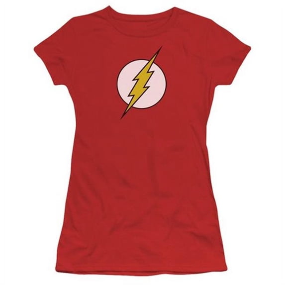Dc-Flash Logo - Short Sleeve Junior Sheer Tee - Red- Small