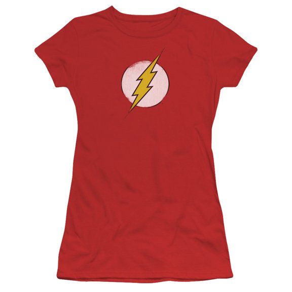 DC Comics Flash Rough Flash Logo S/S Junior Women's T-Shirt Sheer Red