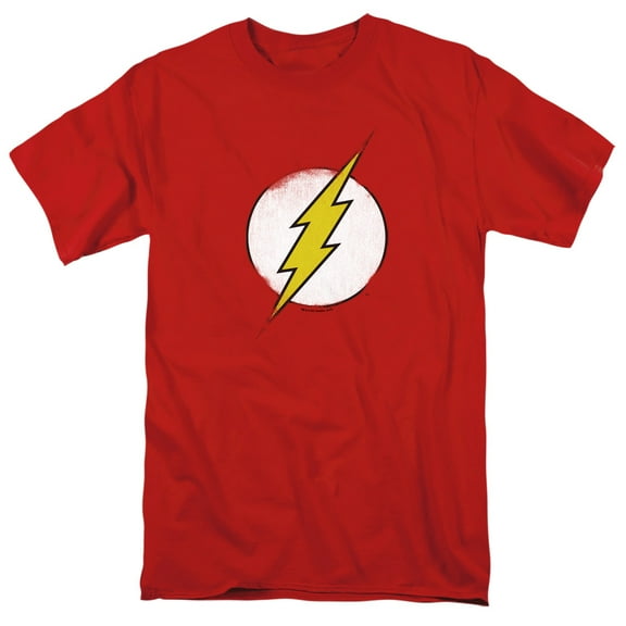 DC Comics Men's Rough Flash Logo T-shirt Large Red