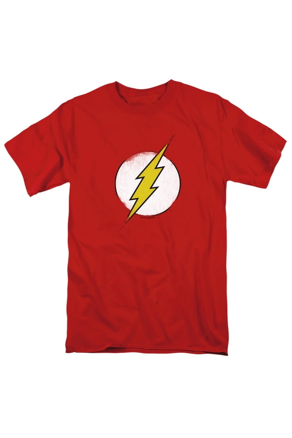 DC Comics Men's Rough Flash Logo T-shirt Large Red