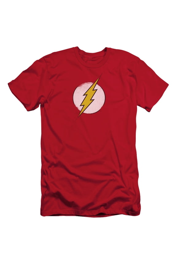 DC Comics Men's Rough Flash Logo Slim Fit T-shirt Small Red