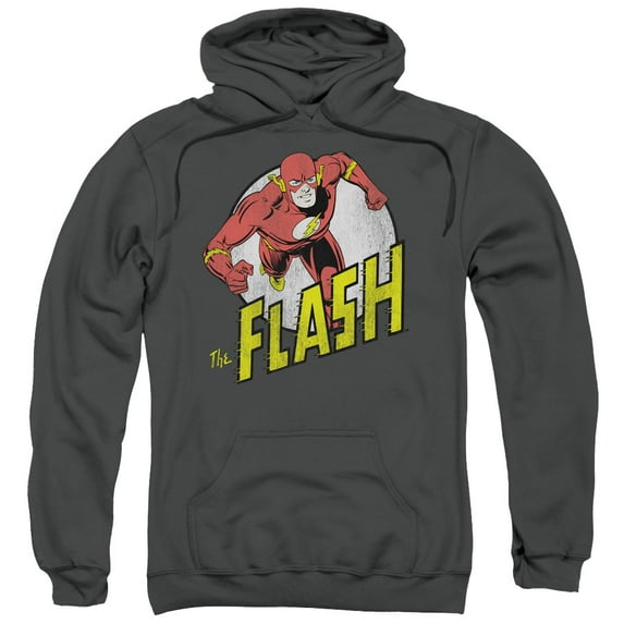 DC Comics Men's Run Flash Run Hooded Sweatshirt Grey