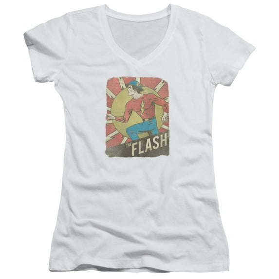 Dc Flash - Tattered Poster - Juniors Cap Sleeve V-Neck Shirt - Medium