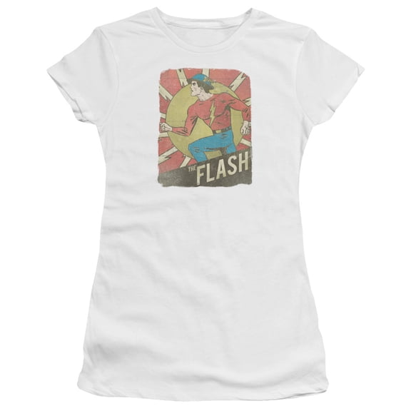 DC Comics Flash Tattered Poster S/S Junior Women's T-Shirt Sheer White