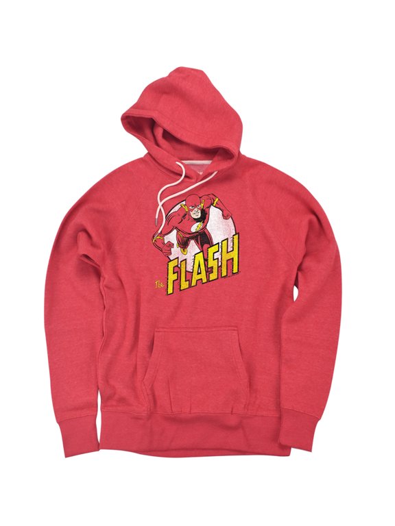 Dc Flash The Flash Unisex Adult Slim Fit Pull-Over Heather Hoodie, Red, Medium