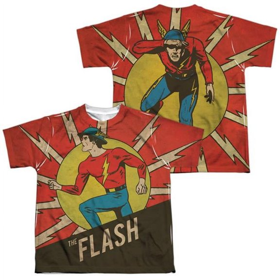 Dc Flash - Vintage Comic Flash (Front/Back Print) - Youth Short Sleeve Shirt - Large