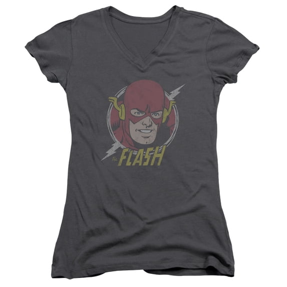 Dc Flash - Vintage Voltage - Juniors Cap Sleeve V-Neck Shirt - Medium