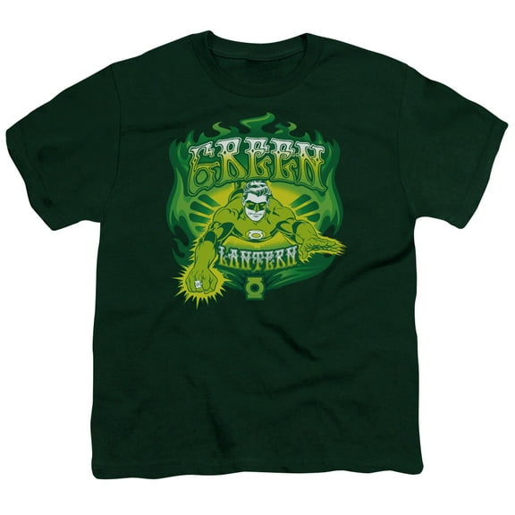 Dc - Green Flames - Youth Short Sleeve Shirt - Large