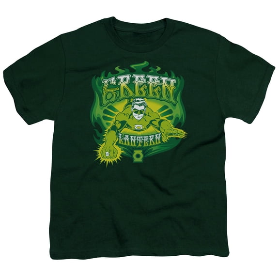 Dc - Green Flames - Youth Short Sleeve Shirt - Small
