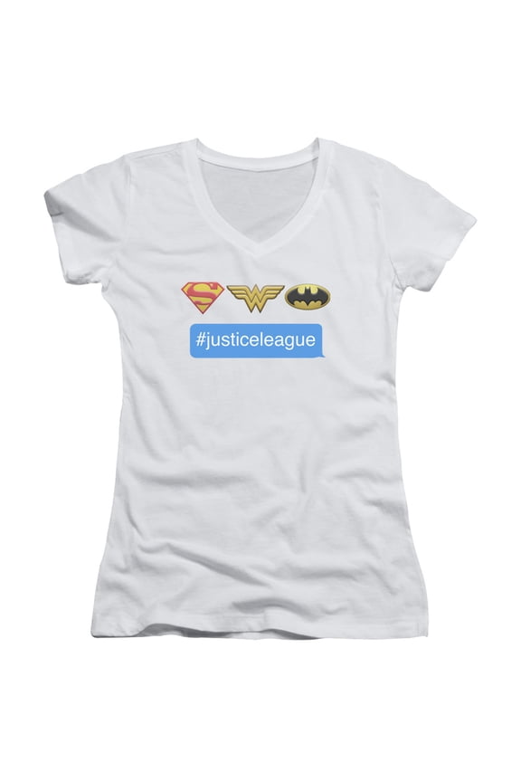 Dc - Hashtag Jla - Juniors Cap Sleeve V-Neck Shirt - Small