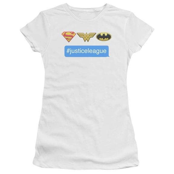 DC Comics Hashtag Justice League S/S Junior Women's T-Shirt Sheer White