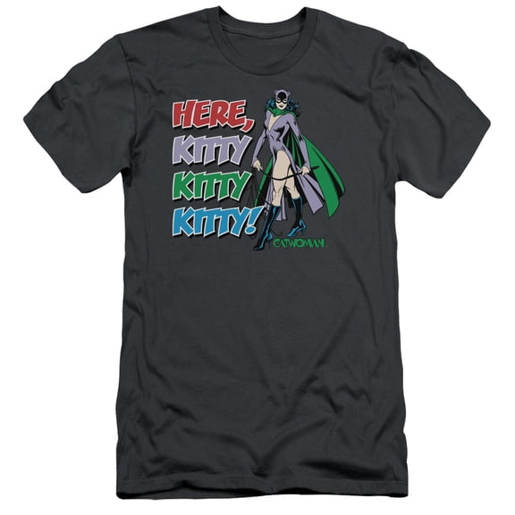 DC Comics Here Kitty S/S Adult 30/1 T-Shirt Charcoal