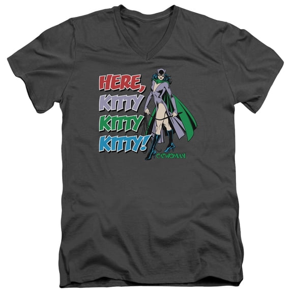 Dc - Here Kitty - Slim Fit V Neck Shirt - Large