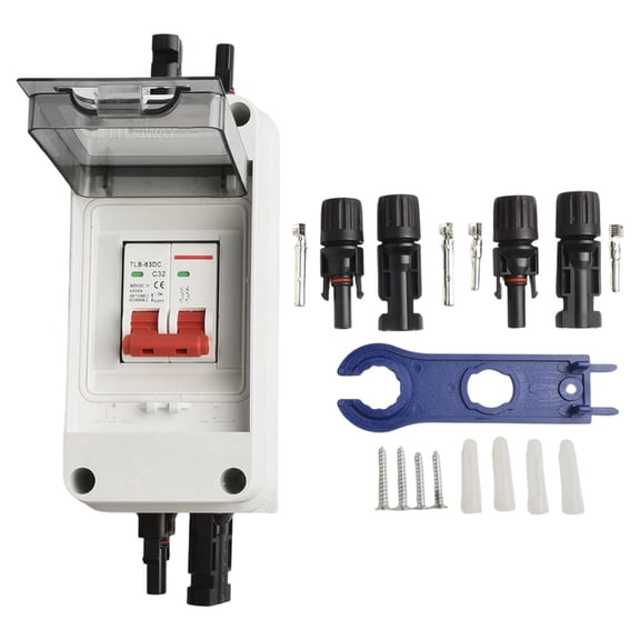 Dc Isolator Switch Photovoltaic Circuit Breaker 2P 32A Combiner Box With Cable