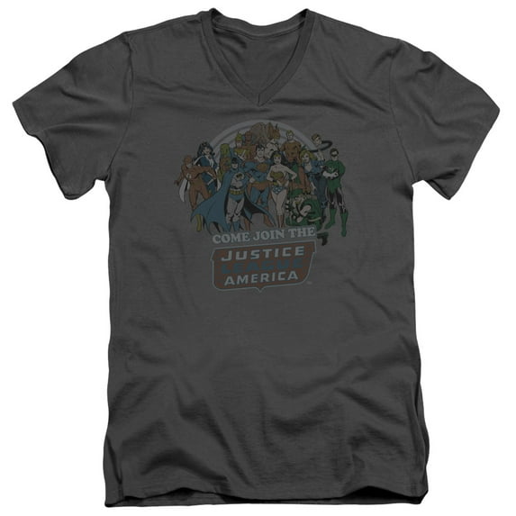 Dc - Join The Justice League - Slim Fit V Neck Shirt - Small