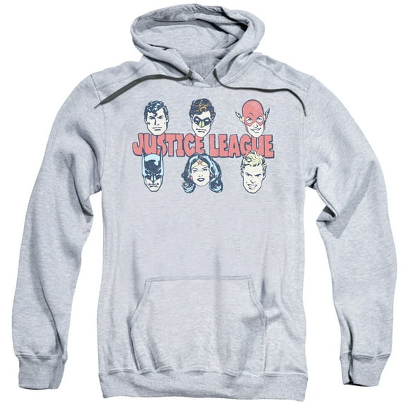 DC Comics Men's  Justice Lineup Hooded Sweatshirt Grey