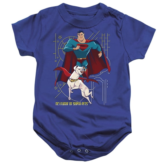 Dc League Of Super Pets Super And Krypto Unisex Infant Snap Suit for Baby (12 Months) Royal Blue