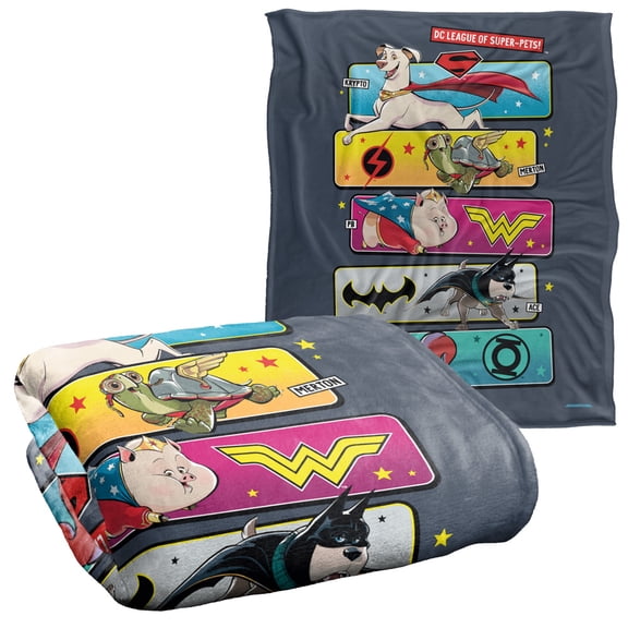 Dc League of Super Pets Blanket, 50"x60" Pet Panels Silky Touch Super Soft Throw Blanket