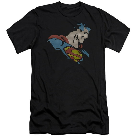 Dc - Lite Brite Superman - Premium Slim Fit Short Sleeve Shirt - Large