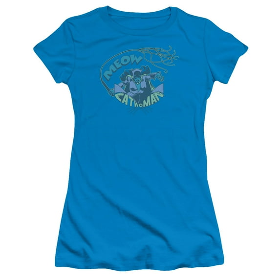 Dc - Meow Catwoman - Juniors Teen Girls Cap Sleeve Shirt - X-Large