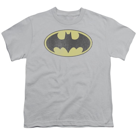 Dc - Retro Bat Logo Distressed - Youth Short Sleeve Shirt - Large