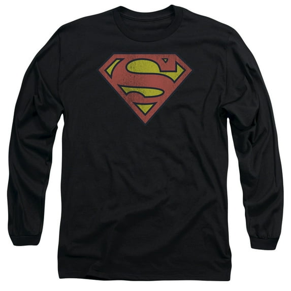 Dc - Retro Supes Logo Distressed - Long Sleeve Shirt - Large