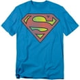 thumbnail image 1 of DC Comics T-Shirt Retro Supes Logo Distressed Unisex Graphic Tee For Men & Women Turquoise&nbsp;, 1 of 7