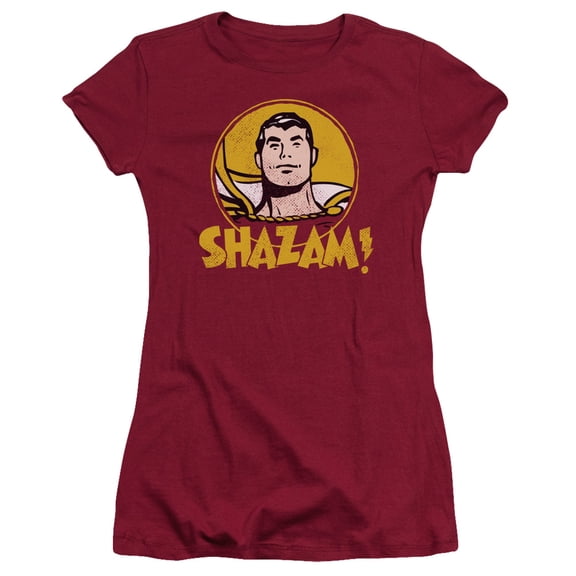 DC Comics Shazam Circle S/S Junior Women's T-Shirt Sheer-Cardinal