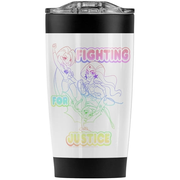 Dc Super Hero Girls Fighting For Justice Stainless Steel Tumbler 20 oz Coffee Travel Mug/Cup, Vacuum Insulated & Double Wall with Leakproof Sliding Lid | Great for Hot Drinks and Cold Beverages