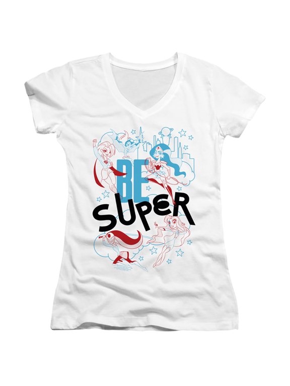 Dc Superhero Girls/Be Super Junior Women's V-Neck T-Shirt White