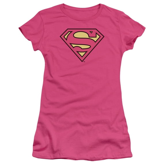 Dc - Superman Classic Logo - Juniors Teen Girls Cap Sleeve Shirt - X-Large