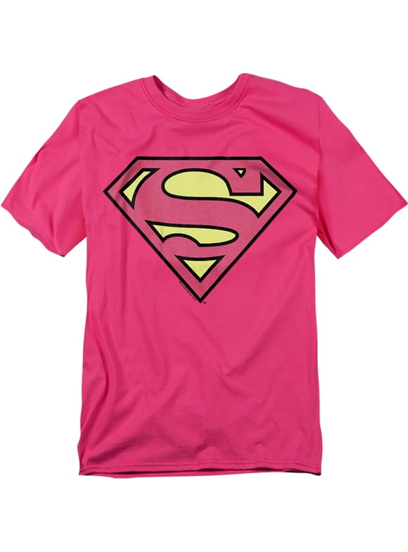 DC Comics Men's Superman Classic Logo T-shirt Medium Hot Pink