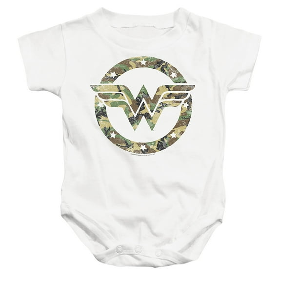 Dc Wonder Woman Camo Wonder Woman Logo Unisex Infant Snap Suit for Baby (12 Months) White