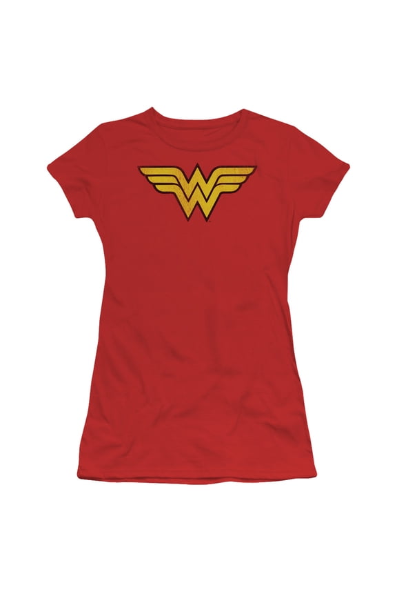 Dc - Wonder Woman Logo Dist - Juniors Teen Girls Cap Sleeve Shirt - X-Large