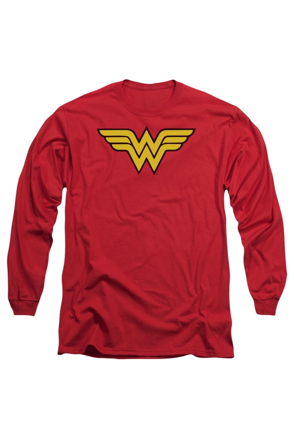 DC Comics Men's Wonder Woman Logo Long Sleeve Large Red