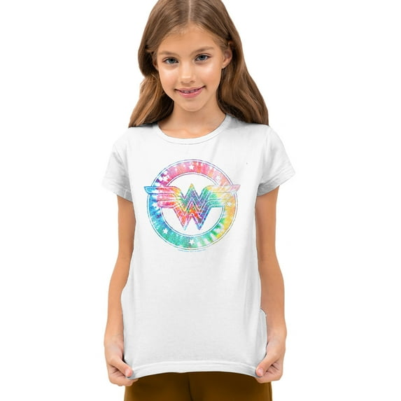 Dc Wonder Woman Tie Dye Wonder Woman Kids T Shirt (Small) for Youth Toddler Boys and Girls, White