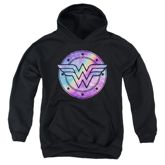 Dc Wonder Woman Unicorn Galaxy Wonder Kids Pull-Over Hoodie (X-Large) for Youth Boys and Girls, Black