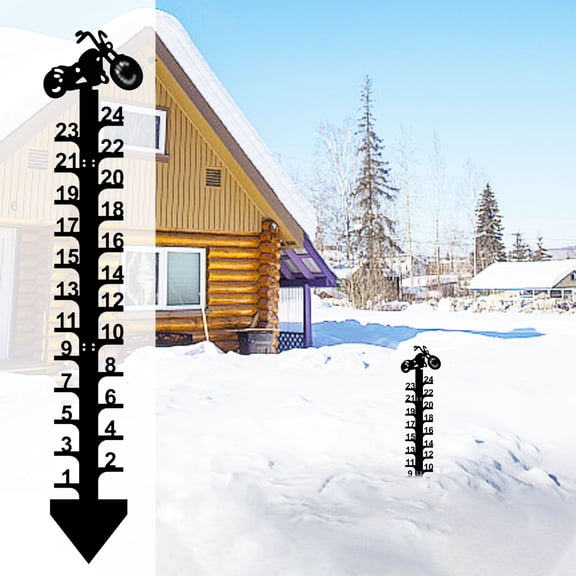 DcGZvy 24 Inch Handmade Metal Snow Measuring Sticks, Snow Gauge Yard Stake Christmas Gauges, Metal Yard Stick Decorative Snow Gauge