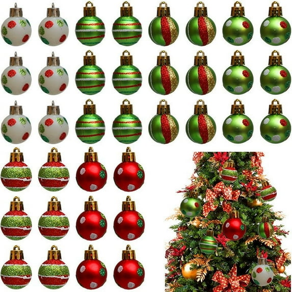 DcGZvy 24PCS Mini Ball Ornaments for Christmas Tree, Christmas Tree Ornaments Balls Set, Hanging Christmas Decorations