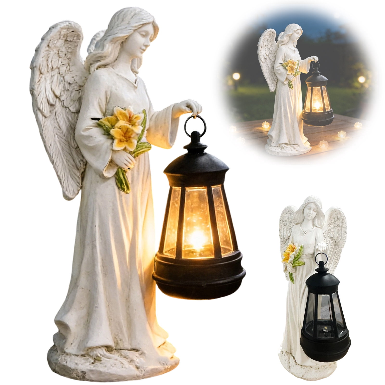 DcGZvy Angels Garden Statue, Outdoor Figurine Lights,Decorative Lantern, Waterproof Angeles Sculpture Lawns Yard Art Patio Ornament Housewarming Gift,1PC