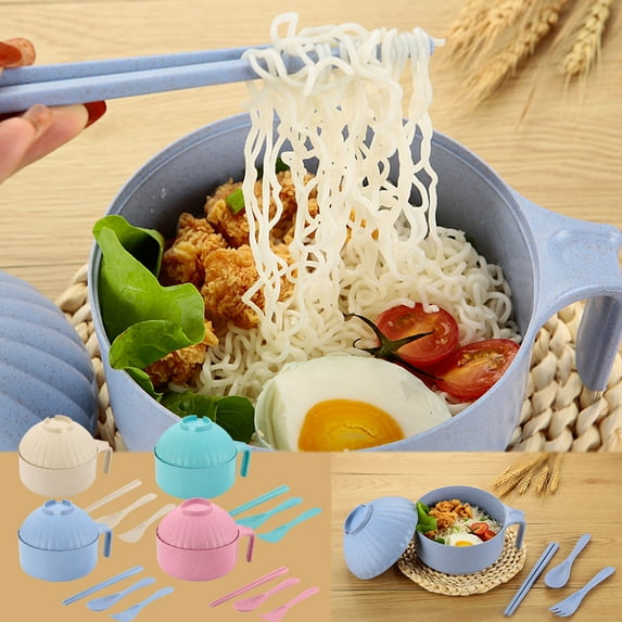 DcGZvy Bowl Ramen Kitchen Bowls with Lids, Japanese Ramen Bowls Set of 4 Bowls Kitchen, Instant Ramen Bowl Cute Noodles Bowl