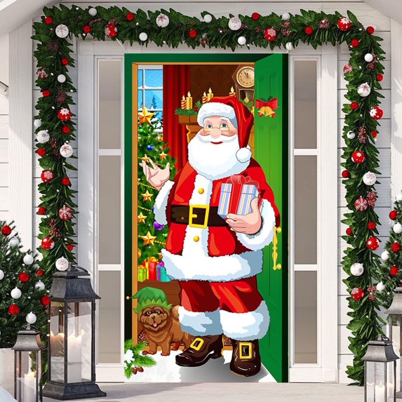 DcGZvy Christmas Front Door Cover 35.43*72.83in Christmas Door Decorations For Use Party Hanging Decora Office Door Xmas Decorations Clearance