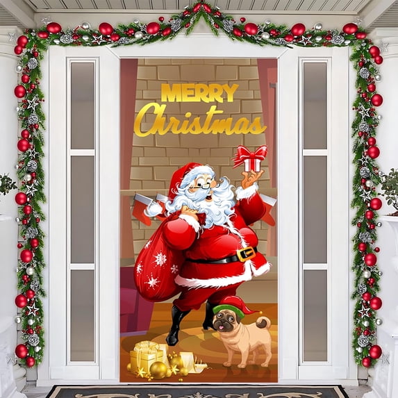DcGZvy Christmas Front Door Cover 35.43*72.83in Office Door Xmas Decorations Christmas Door Decorations For Use Party Hanging Decora Clearance