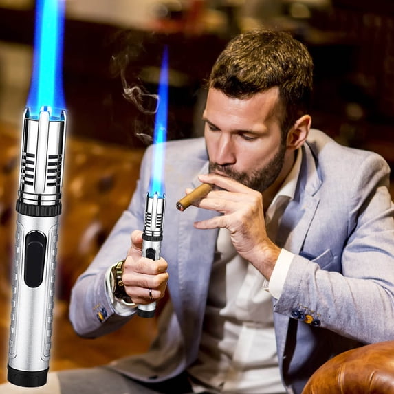 DcGZvy Cigars Lighter Butane Lighters for Candles, Windproof Straight Flame Lighter, Candles Lighters Lighter for Camping