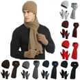 thumbnail image 1 of DcGZvy Men and Women Knitted Thick Hat Gloves Scarf Set Warmth Woolen Hat Scarf Gloves Three-piece Suit, 1 of 7
